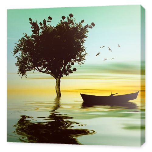 Beautiful landscape with birds