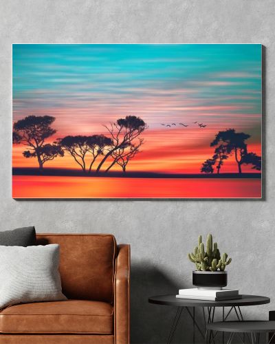 Beautiful landscape with birds