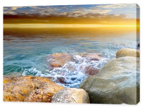 rocky beach on the Mediterranean sea under a beautiful sky