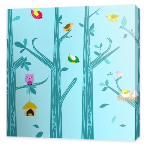 Natural trees and birds background