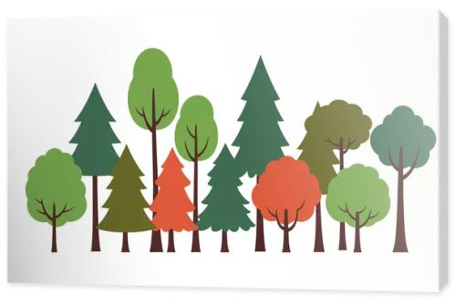 Clipart forest trees. Various trees in different colors and shapes. Illustration design.