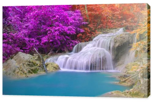 Waterfall in Deep forest at Erawan waterfall National Park,