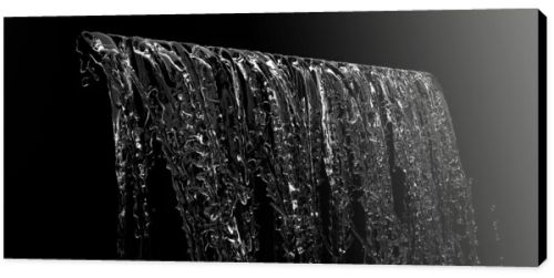 Liquid Waterfall falling splash on black background. 3D Render