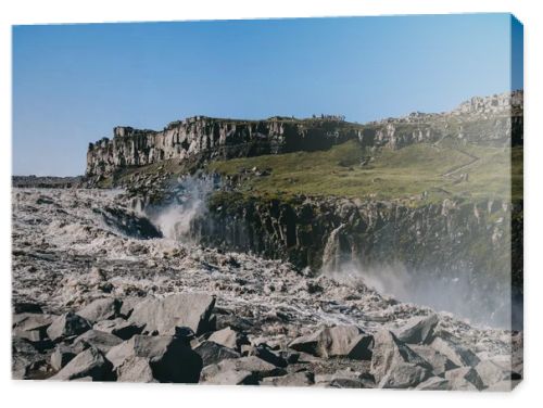 majestic scenery with Dettifoss waterfall in Iceland