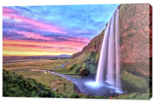 Seljalandfoss Waterfall at Sunset, Iceland