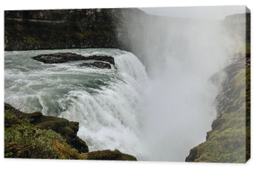 aerial view of steam above Gullfoss waterfall in Iceland