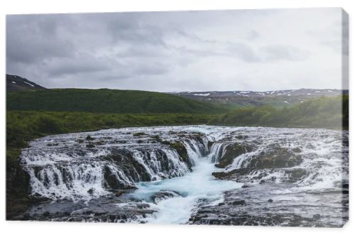 aerial view of beautiful Bruarfoss waterfall on Bruara river in Iceland