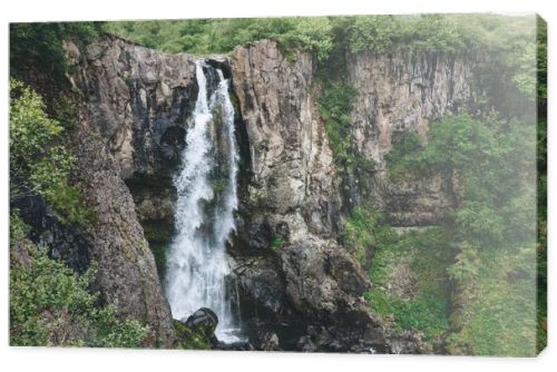 aerial view of beautiful waterfall in Skaftafell national park in Iceland