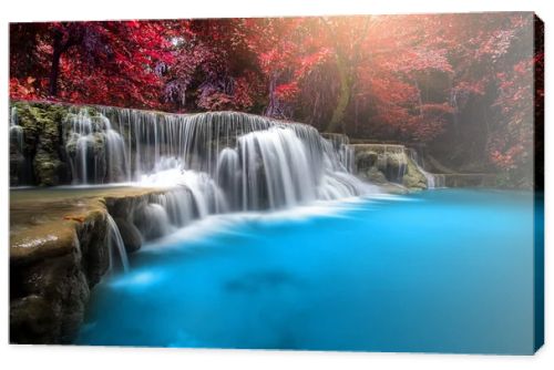 Huay Mae Kamin Waterfall, beautiful waterfall in rainforest at K