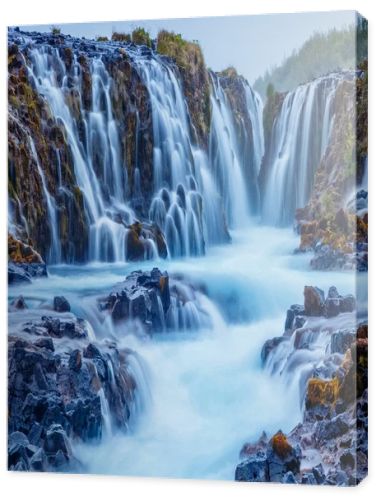 Dramatic views of the powerful Bruarfoss waterfall. Popular tourist attraction. Unusual and picturesque scene. Location place South Iceland, Europe. Artistic picture. Discover the world of beauty.