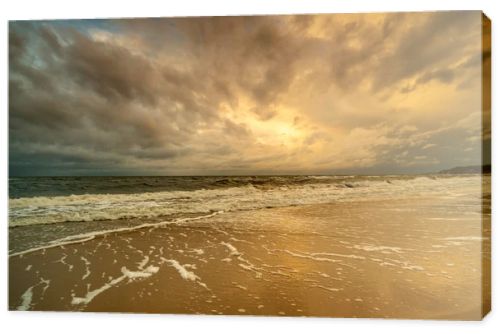 Natural landscape from the sea on a cloudy windy day.