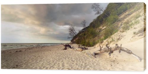 Natural landscape from the sea on a cloudy windy day.