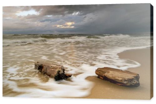 Natural landscape from the sea on a cloudy windy day.