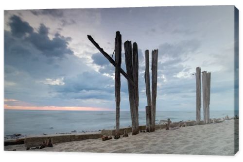 Natural landscape from the sea on a cloudy windy day.