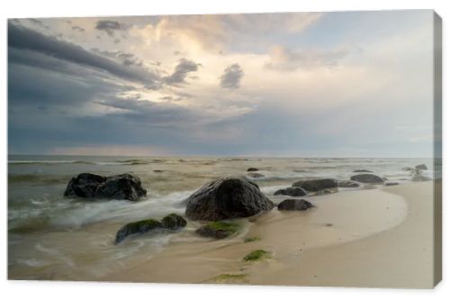 Natural landscape from the sea on a cloudy windy day.