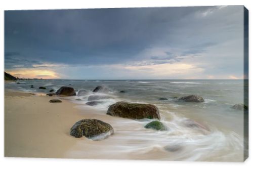 Natural landscape from the sea on a cloudy windy day.