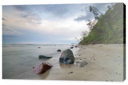 Natural landscape from the sea on a cloudy windy day.