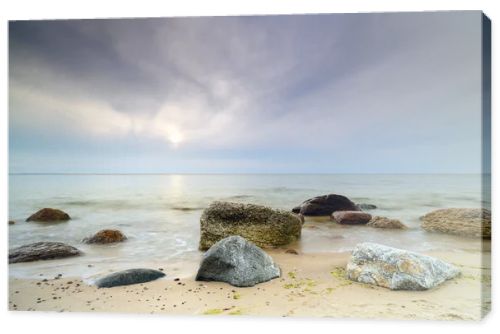 Natural landscape from the sea on a cloudy windy day.