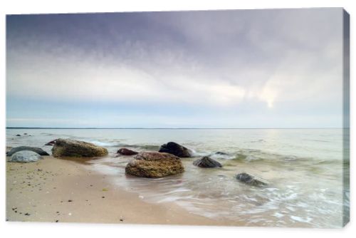 Natural landscape from the sea on a cloudy windy day.