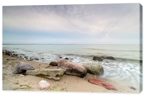 Natural landscape from the sea on a cloudy windy day.