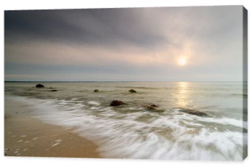 Natural landscape from the sea on a cloudy windy day.
