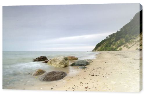 Natural landscape from the sea on a cloudy windy day.