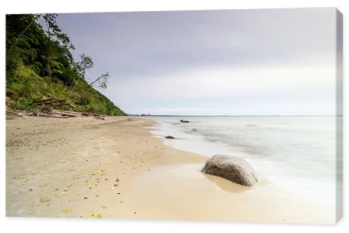 Natural landscape from the sea on a cloudy windy day.