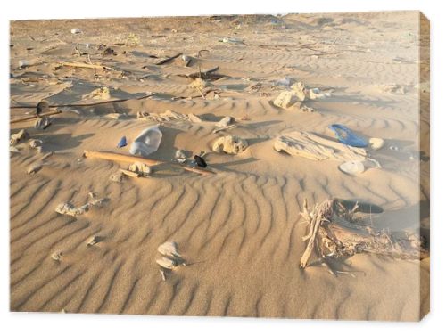 Garbage on sandy beach