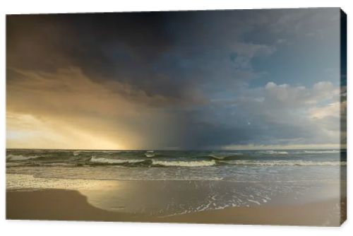 Natural landscape from the sea on a cloudy windy day.