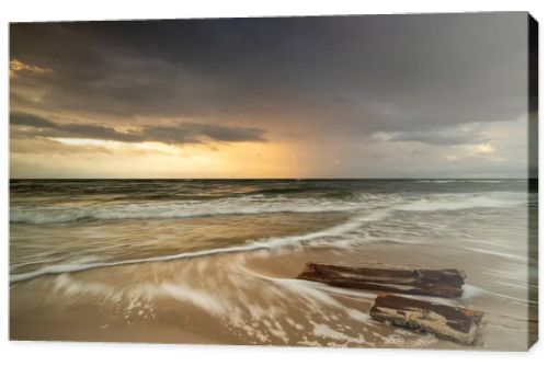 Natural landscape from the sea on a cloudy windy day.