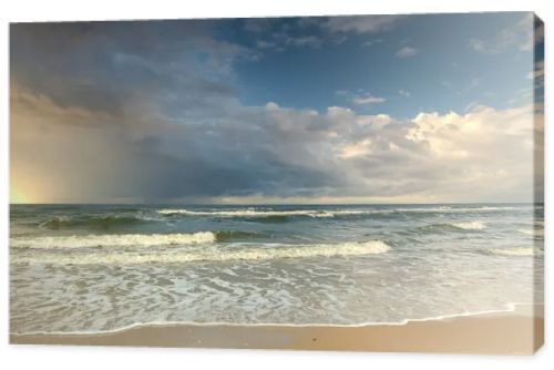 Natural landscape from the sea on a cloudy windy day.