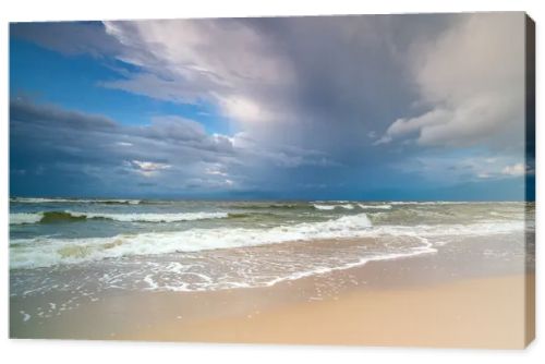 Natural landscape from the sea on a cloudy windy day.
