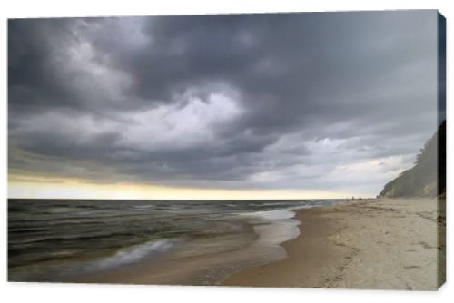 Natural landscape from the sea on a cloudy windy day.