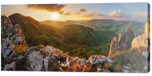 Panorama mountain landscape at sunset, Slovakia, Vrsatec