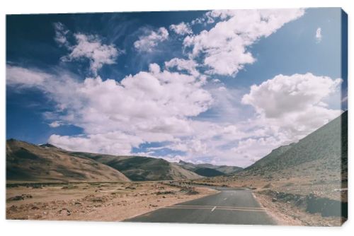 empty asphalt mountain road in Indian Himalayas, Ladakh region 