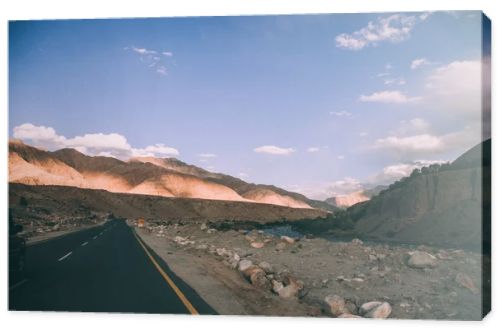 asphalt road and majestic rocky mountains in Indian Himalayas, Ladakh region