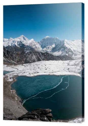 snowy mountains and lake