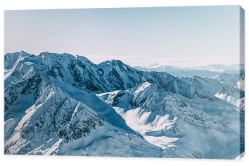 majestic landscape with snow-capped mountain peaks in mayrhofen ski area, austria  