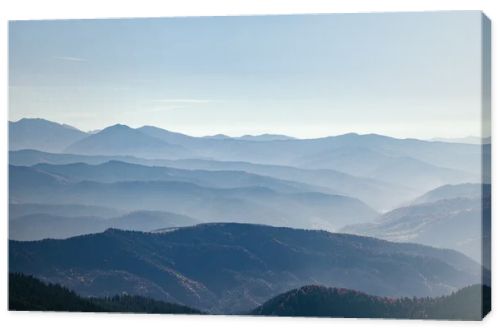 aerial view of scenic hazy mountains landscape, Carpathians, Ukraine