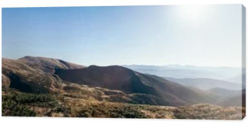 panoramic view of beautiful mountains landscape on sunny day, Carpathians, Ukraine