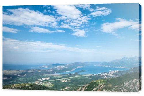 beautiful view on Kotor bay and blue cloudy sky in Montenegro