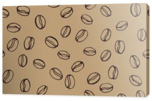 Wzór ziaren kawy Nasiona kawy losowo umieszczone na brązowym tle Zawijanie powtarzającej się tekstury Ręcznie rysowane wektor e