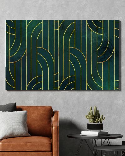 3d modern mural wallpaper . Golden lines in dark background . for interior wall home decor