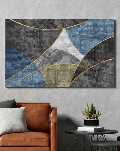 Abstract art painting. Geometric background, modern retro. Golden contemporary art. Print, Wallpaper, Poster, Card, Rug, Hanging, Printing