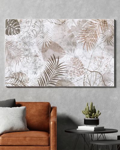 tropical trees and leaves for digital printing wallpaper, custom design wallpaper - 3D illustration