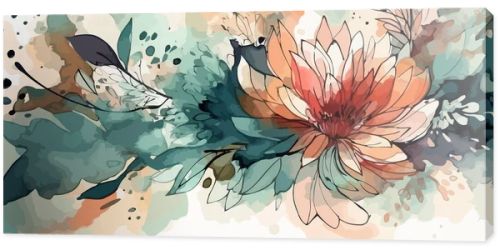 Beautiful tropical background. Creative watercolor flowers. Jungle plants. Vector illustration.