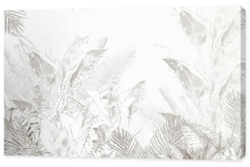 Tropical wallpaper, Tropic trees and leaves, wallpaper design for digital printing- 3d illustration