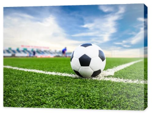 Soccer ball on green field