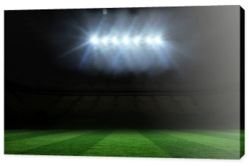 Football pitch under spotlights