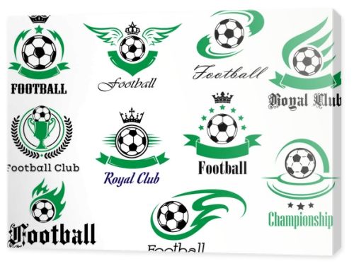 Football or soccer sports heraldic emblems and symbols